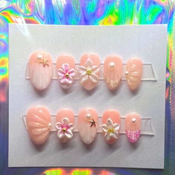 Hand painted customer press on nails (no glue included)